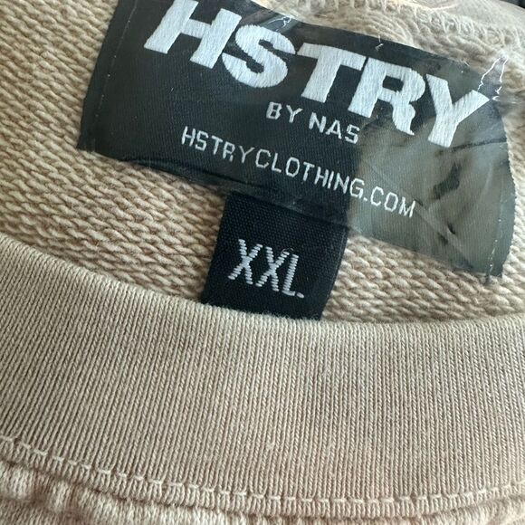 NWT HSTRY By NAS Unisex Sand/Cream Crew Neck Mineral Wash Sweatshirt - Size XXL - Picture 3 of 4